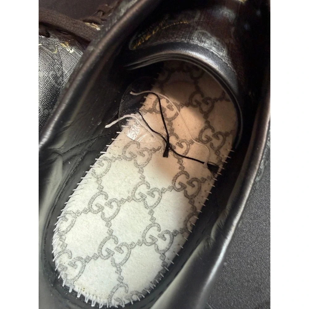 Gucci Ace GG Supreme Tiger Web Stripe Sneakers Black Leather Men US 11 Ebay Cert